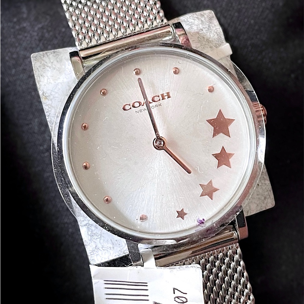 COACH Women’s “Perry” Silver-tone Mesh Stainless Steel Watch, 28mm